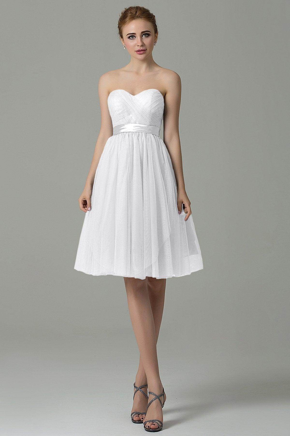 A-Line Knee Length Tulle Bridesmaid Dress COZM15016 - COCOMELODY